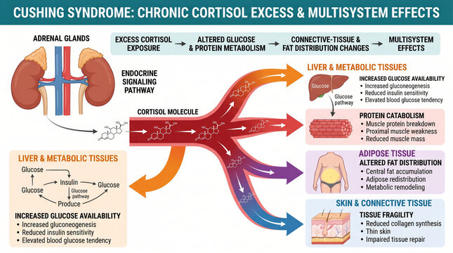 Cushing syndrome chronic cortisol excess and its multisystem effects explained