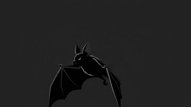 Vampire bat flying with flapping wings silhouette animation on dark background