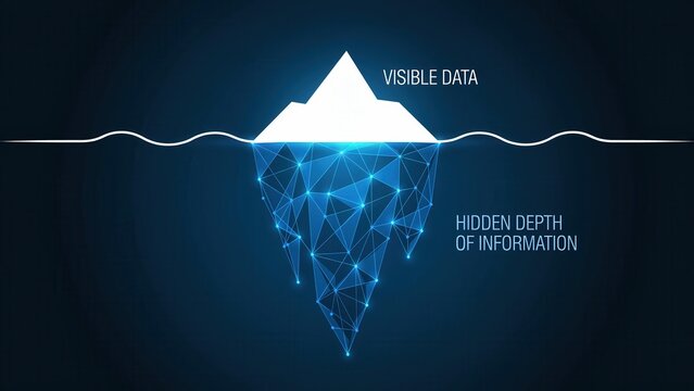 Data iceberg concept with digital network structure