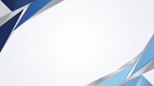 Abstract blue and white geometric corner frame background with background