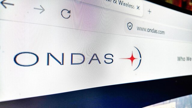 Dublin Ireland august 28 2026..  a computer screen with ondas website displayed....Ondas Inc.  is a leading provider of advanced autonomous systems and next-generation defense and security technologie