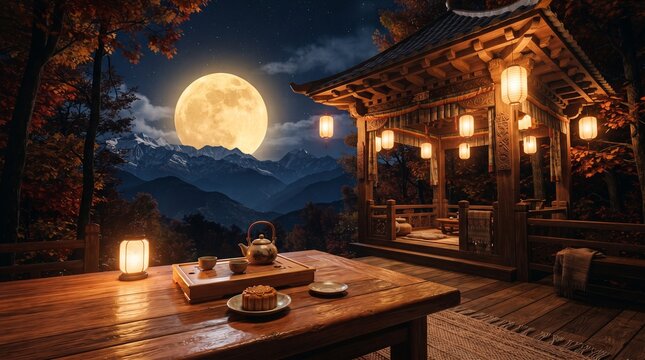 Chinese mooncake festival. Mid Autumn festival.