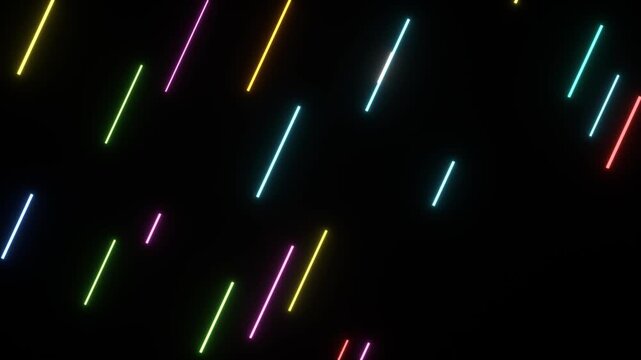 Colorful neon light streaks falling like digital rain seamless loop 4K cyberpunk background