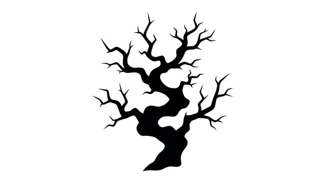 Spooky Silhouette: A stark, black silhouette of a gnarled, leafless tree stands as a chilling emblem of winter's grip or a harbinger of Halloween fright.