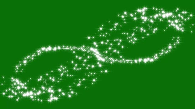 Glittering star dust trail sparkling particles, glitter sparkle line stars animated green background, magical fairy dust path with twinkling star particles, magic glitter sparkle trail.4k video