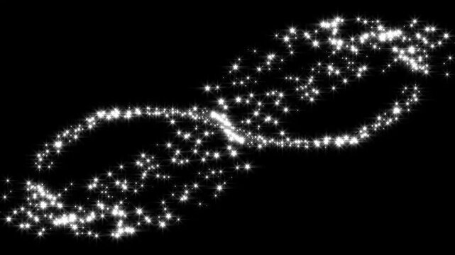 Glittering star dust trail sparkling particles, glitter sparkle line stars animated black background, magical fairy dust path with twinkling star particles, magic glitter sparkle trail.4k video