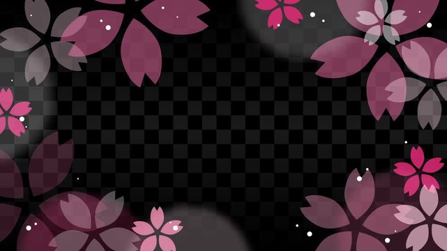 Ichimatsu background with rotating sakura frame, seamless loop animation.