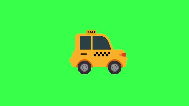 Yellow Taxi Cab Driving Animation Loop