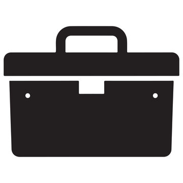 Black silhouette of a classic metal toolbox with a handle and latch, representing construction and repair equipment storage
