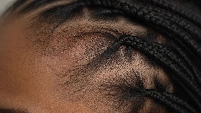 Traction alopecia, thinning and receding hair at the temples from