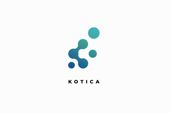 Abstract Blue-Green Molecular Logo Design for Technology, Biotech and Startup Branding