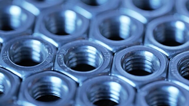 Stainless steel hexagonal nuts moving slowly