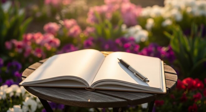 Journaling on a Sunny Spring Garden Table