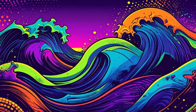 Comics illustration, retro and 90s style, pop art pattern, abstract crazy and psyched