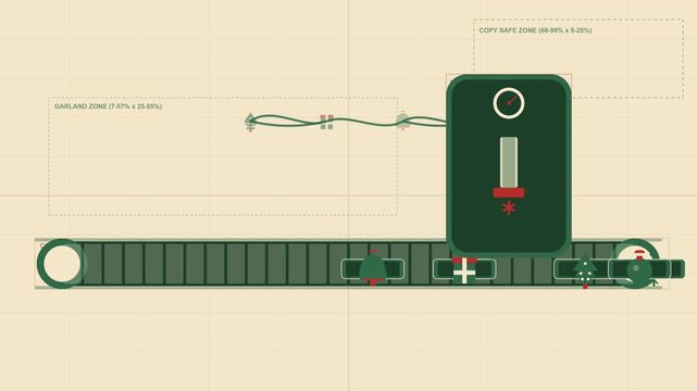 Modern Minimalist Conveyor Belt System with Industrial Equipment Illustration.