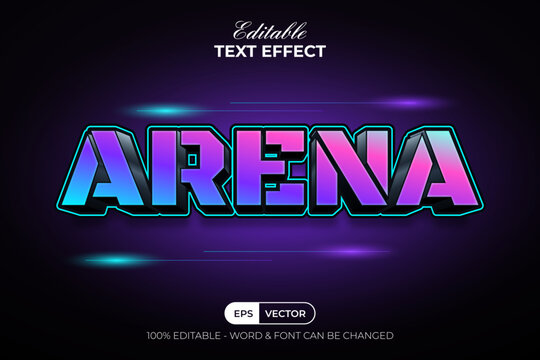 Arena 3D Editable Text Effect Holographic Gradient Style.