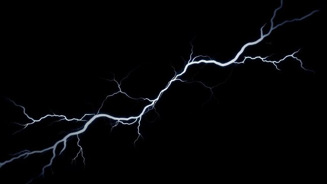 Dynamic video of powerful lightning flashes illuminating dark stormy night sky with dramatic electric energy