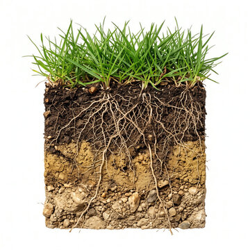 Fascinating grass root soil earth layers essential for growth