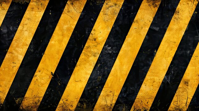 Yellow and black background illustration with warning symbols, danger and caution concept for safety alerts, hazard awareness, risk prevention and industrial security communication