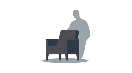 Fototapeta premium Minimalist illustration of a person standing behind a modern armchair representing a memorial tribute or a quiet moment of reflection