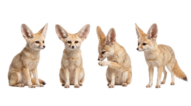fennec fox PNG set , white background as transparent