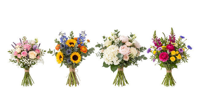 flower bouquet PNG set , white background as transparent