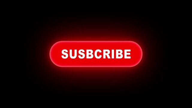 Neon red subscribe button animation with mouse cursor click for social media marketing and you tube channel growth