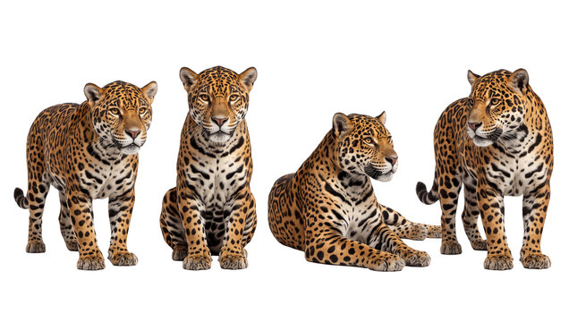 jaguar PNG set , white background as transparent