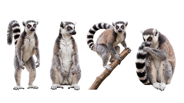 lemur PNG set , white background as transparent