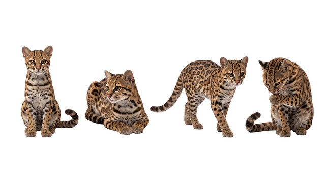 margay PNG set , white background as transparent