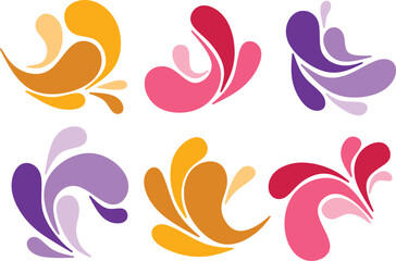 Naklejka premium water drop splash multicolor set vector 