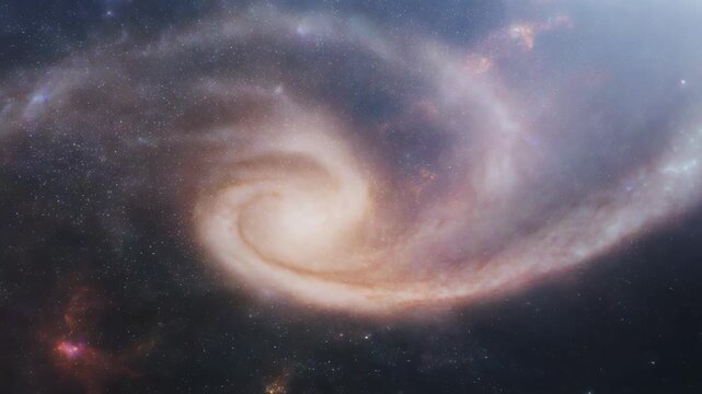 Spiral in deep space during cosmic formation with nebula clouds and starlight