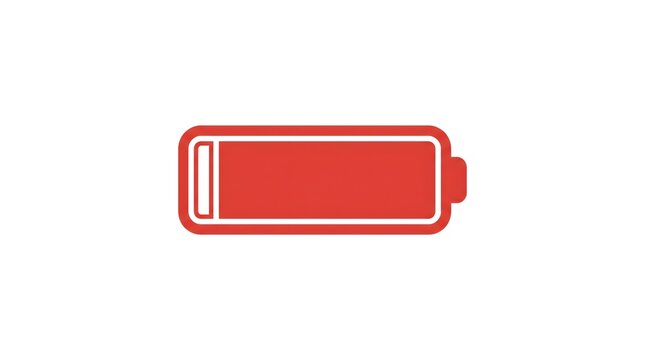 low battery icon isolated on white background, low battery warning symbol on white background, nearly empty battery icon showing 12 percent, low battery charge notification illustration