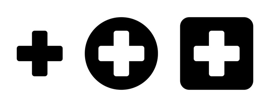 Add plus symbol button icon collection for add, create, insert, expand and new actions in web interfaces, mobile applications, dashboards, menus and digital control panels.