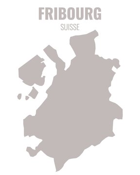 Fribourg Canton Map, Switzerland &ndash; Minimalist Geographic Silhouette