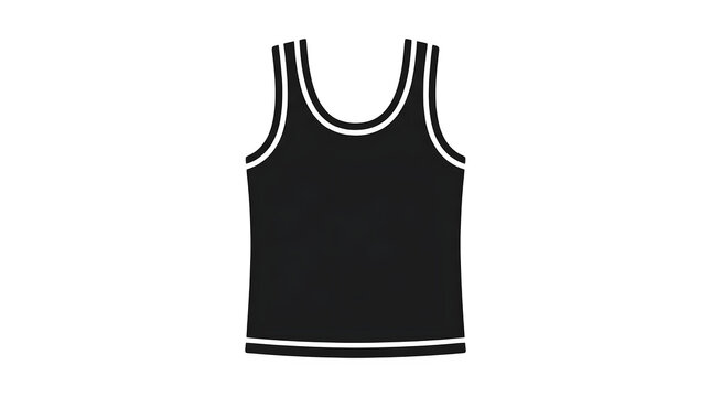 Black athletic tank top with white trim illustration sleeveless clothing athletic sportswear activewear silhouette illustration template wardrobe