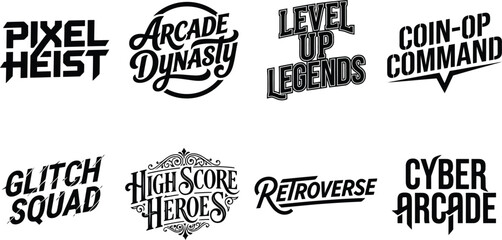 Obraz premium Retro arcade game logo set collection