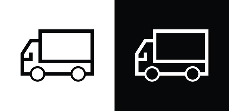 Isometric view of two delivery trucks with numbered sections cargo van side view