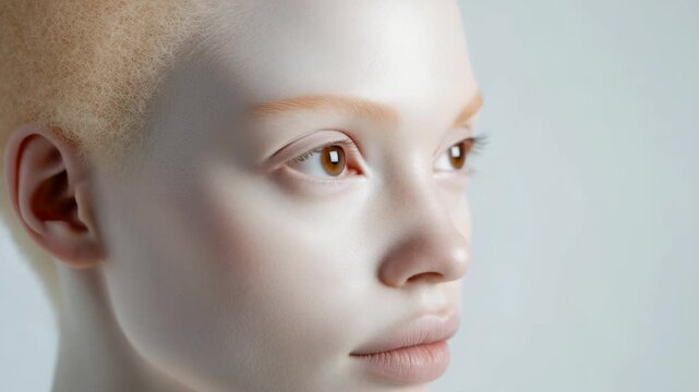 Close-up of a 3D Rendered Ethereal Face with Amber Eyes and Golden Hair