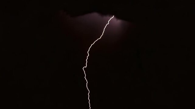 Powerful Lightning Strike in a Dark Stormy Night Sky