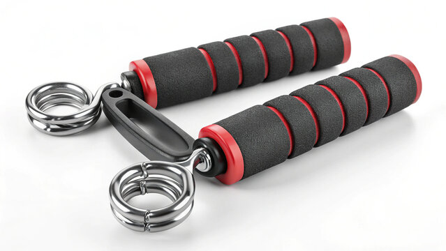 Adjustable hand grip strength trainer isolated on white background