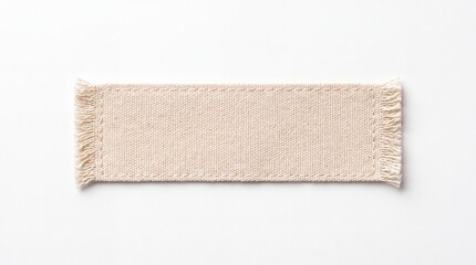 Obraz premium Empty rectangular beige fabric label with frayed edges