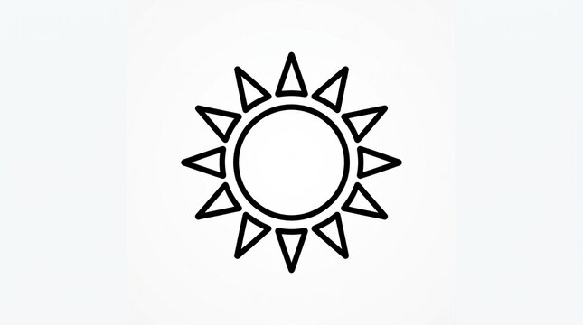 Minimalist Sun Icon Vector Illustration - Simple Black Outline Solar Symbol for Weather Forecast, Summer Design Elements and UI Graphics