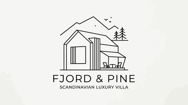 Fjord and Pine Scandinavian luxury villa logo design.