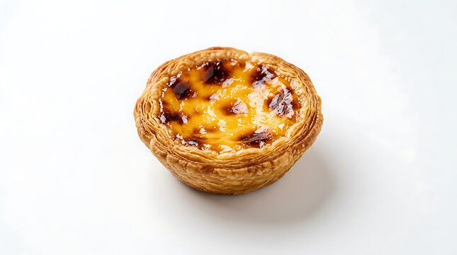 Golden baked egg tart with caramelized pastry golden brown