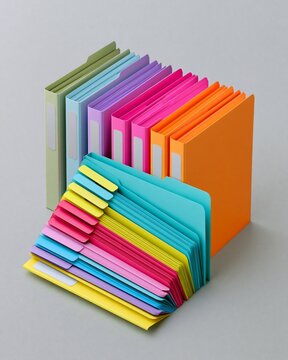 Color-coded consent folders and tabs arranged in clinic office