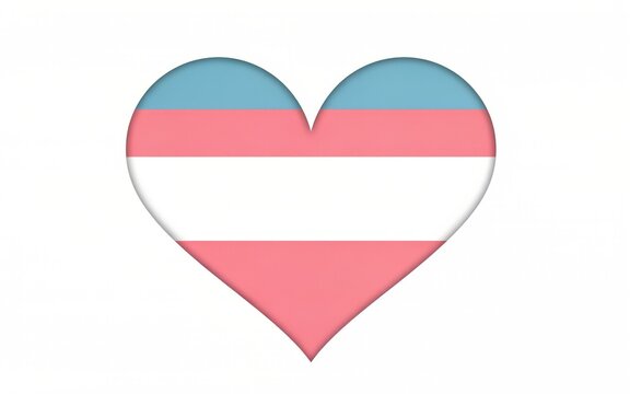 Transgender pride flag pattern inside a heart shape