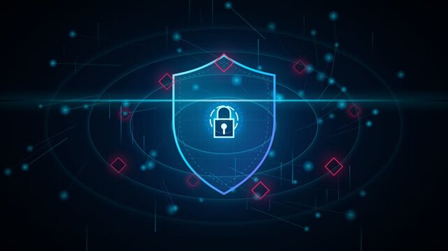AI cybersecurity shield protecting digital data from cyber attacks in futuristic network