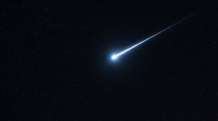 Shooting star falling through night sky, glowing meteor with light trail in deep space, celestial comet streaking across dark universe © pixel art new