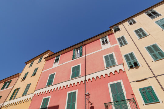 Ancient colorful Ligurian architecture, northwestern Italy